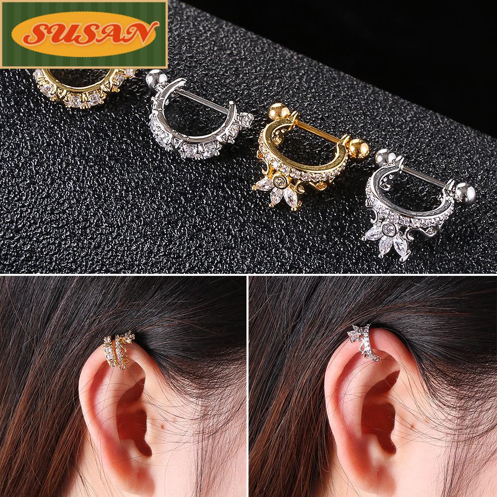 SUSANS Khuyên Tai Helix Thép Không Gỉ Đính Đá Pha Lê