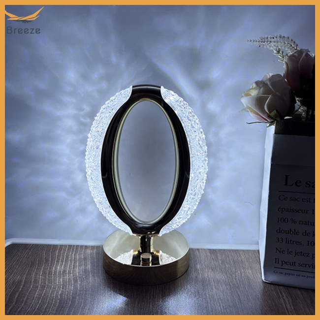 Đèn Led Ngủ Để Bàn Hình Chữ O Bằng Pha Lê Độc Đáo Trang Trí Nhà Cửa