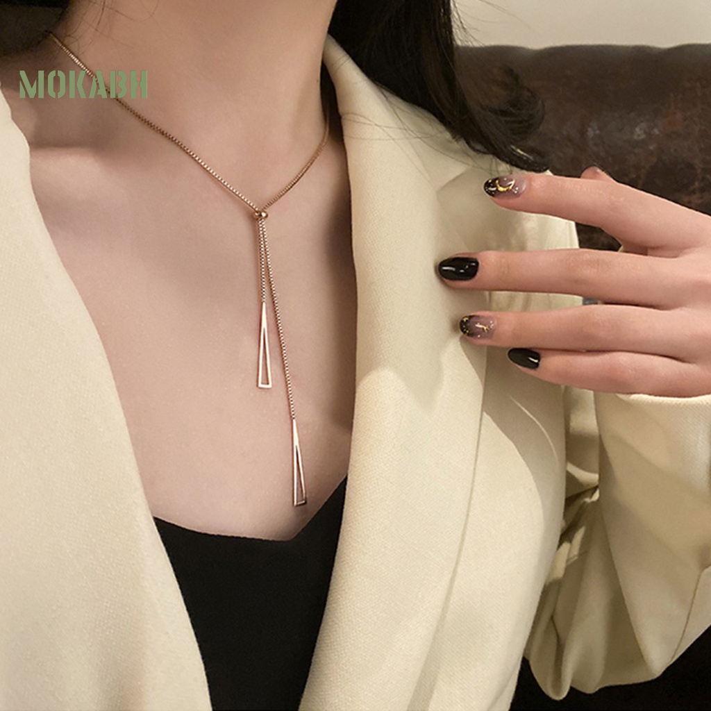 [Mok Abh] Vòng cổ Mặt Hình Tam Giác Rỗng Không Gây Dị Ứng Dễ Điều Chỉnh Trang Trí Quyến Rũ Dành Cho Nữ