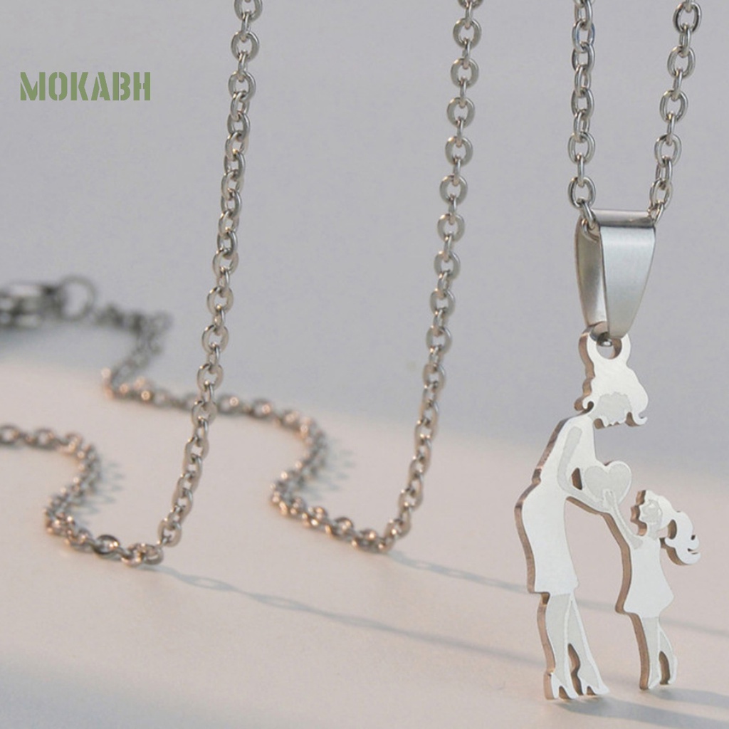 Vòng cổ Mặt Trái Tim Bằng Thép Không Gỉ Màu Vàng Dành Cho Mẹ Và Con Gái