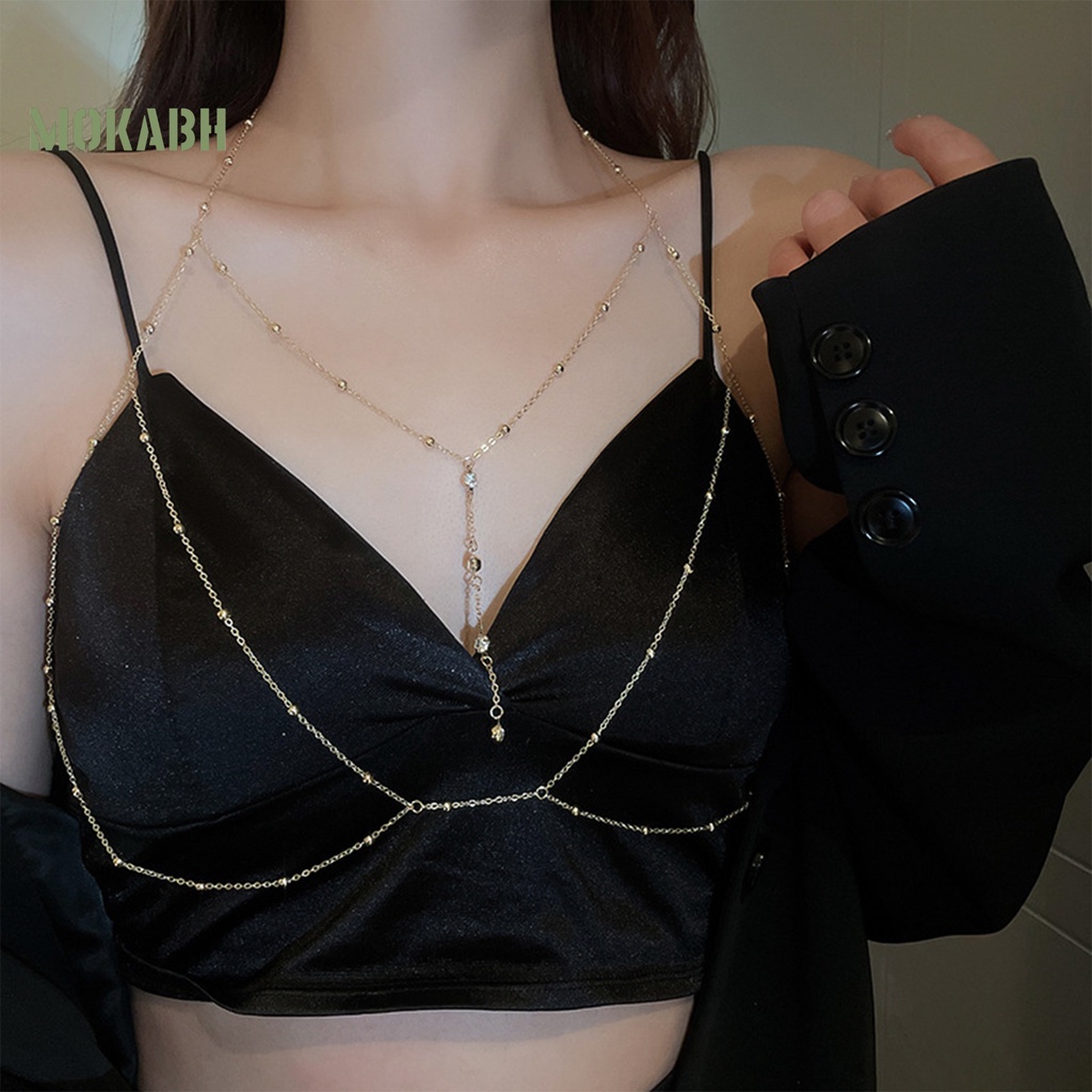 [Mok Abh] Dây Xích Đeo Ngực Có Thể Điều Chỉnh Đính Đá Sang Trọng Quyến Rũ