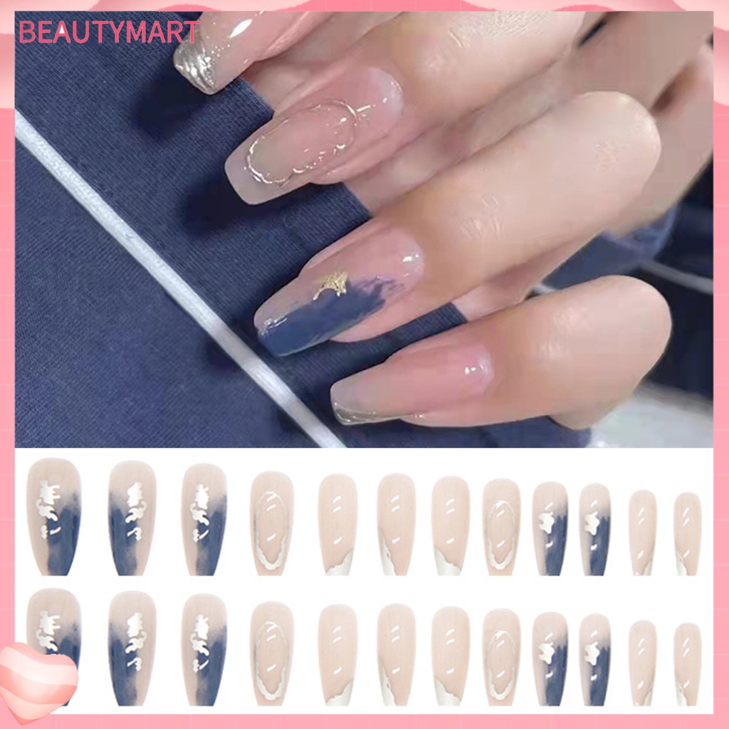 Miếng Dán Trang Trí Móng Tay Bằng ABS Màu Xanh Dương Gradient Dễ Sử Dụng Cho Nữ