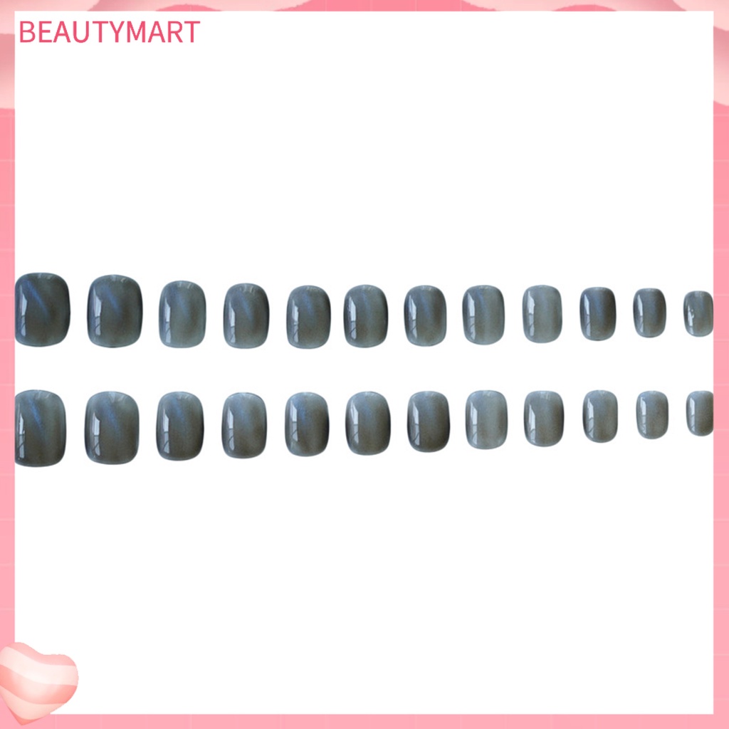 Bộ 24 Miếng Dán Móng Tay Giả Màu Xanh Dương Hình Mắt Mèo Độc Đáo