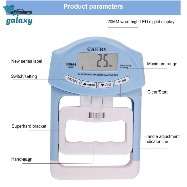 Galaxy Máy Đo Sức Mạnh Điện Tử Cầm Tay Màn Hình Led Kỹ Thuật Số Có Thể Điều Chỉnh