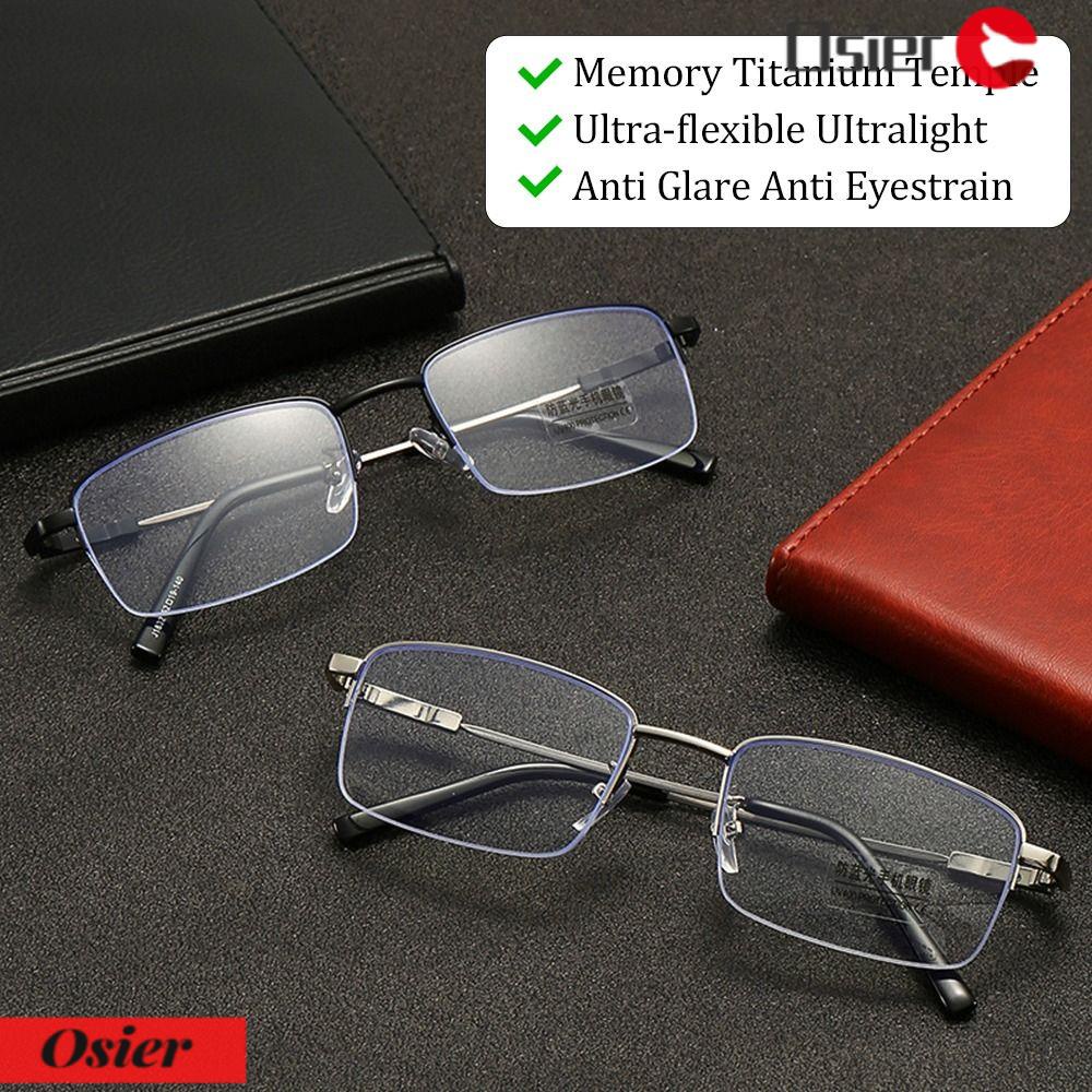 OSIER1 Kính Đọc Sách Nửa Gọng Đơn Giản Chống Ánh Sáng Xanh Kiểu Cổ Điển Cho Nam