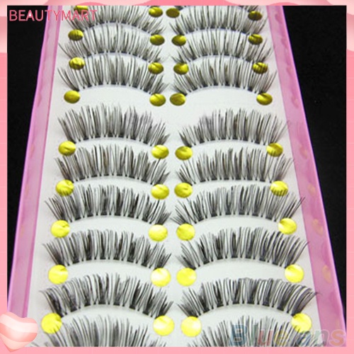 Set 10 Cặp Lông Mi Giả Dày Và Dài Màu Đen Tự Nhiên