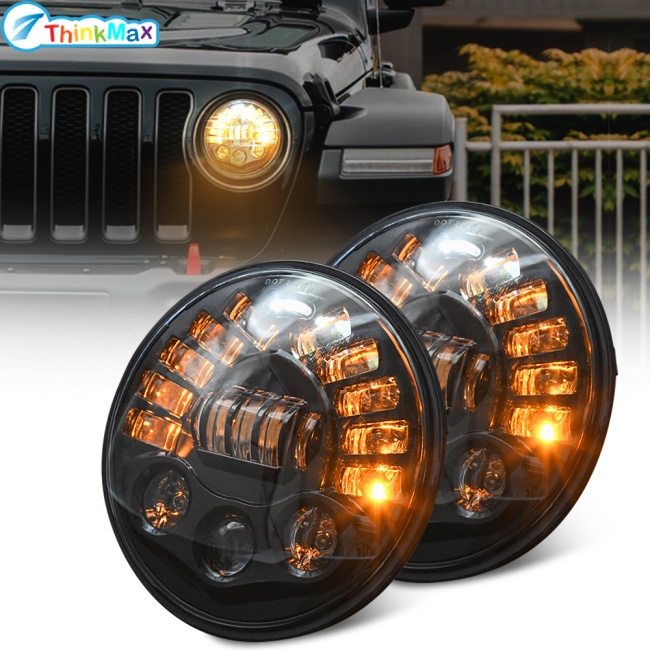 Thinkmax Đèn Pha Led DRL Halo 7-inch Matrix Bằng Nhôm Màu Gradient Cho Wrangler