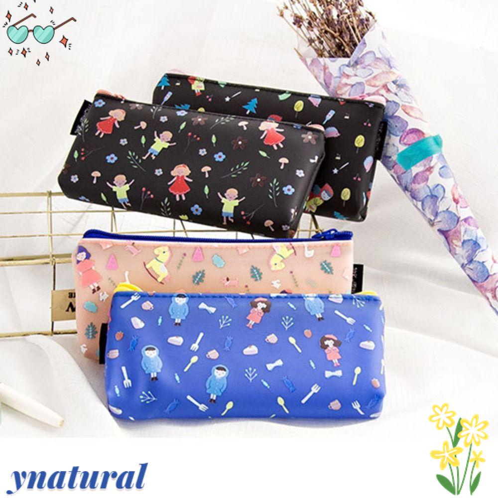 YNATURAL Túi Đựng Bút Bằng Da PU Sức Chứa Lớn Chống Bụi Bẩn Dành Cho Học Sinh