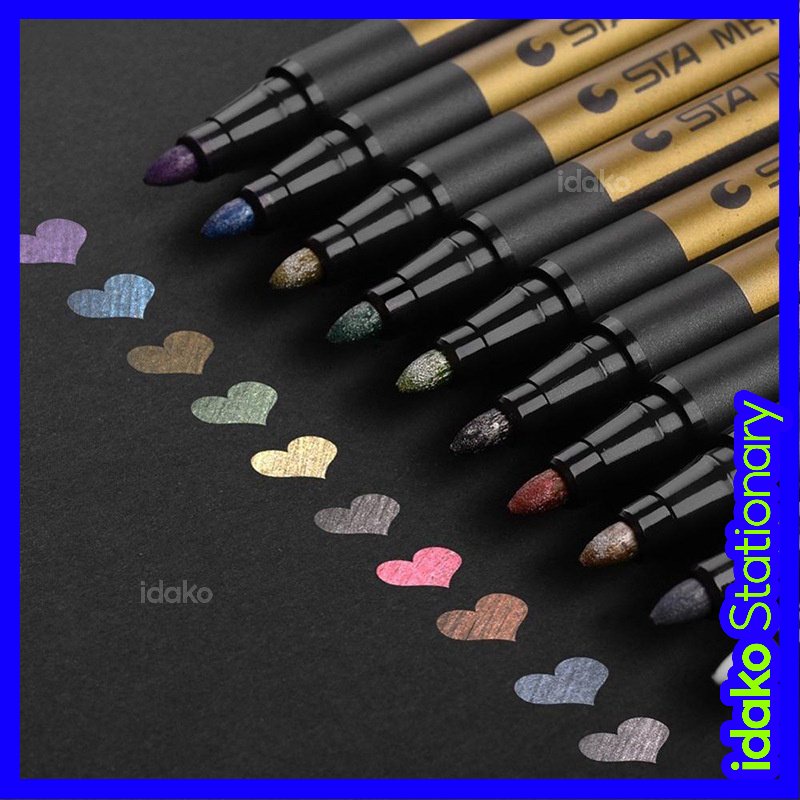 Set 10 Bút Lông Màu Acrylic Thân Kim Loại Ngòi Cứng STA8151