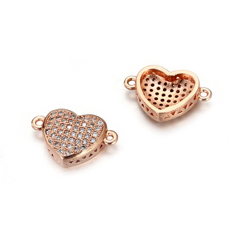 Phụ Kiện Mặt Dây Chuyền Thủ Công Bằng Đồng Khảm Đá Zircon Bốn Màu Hình Trái Tim