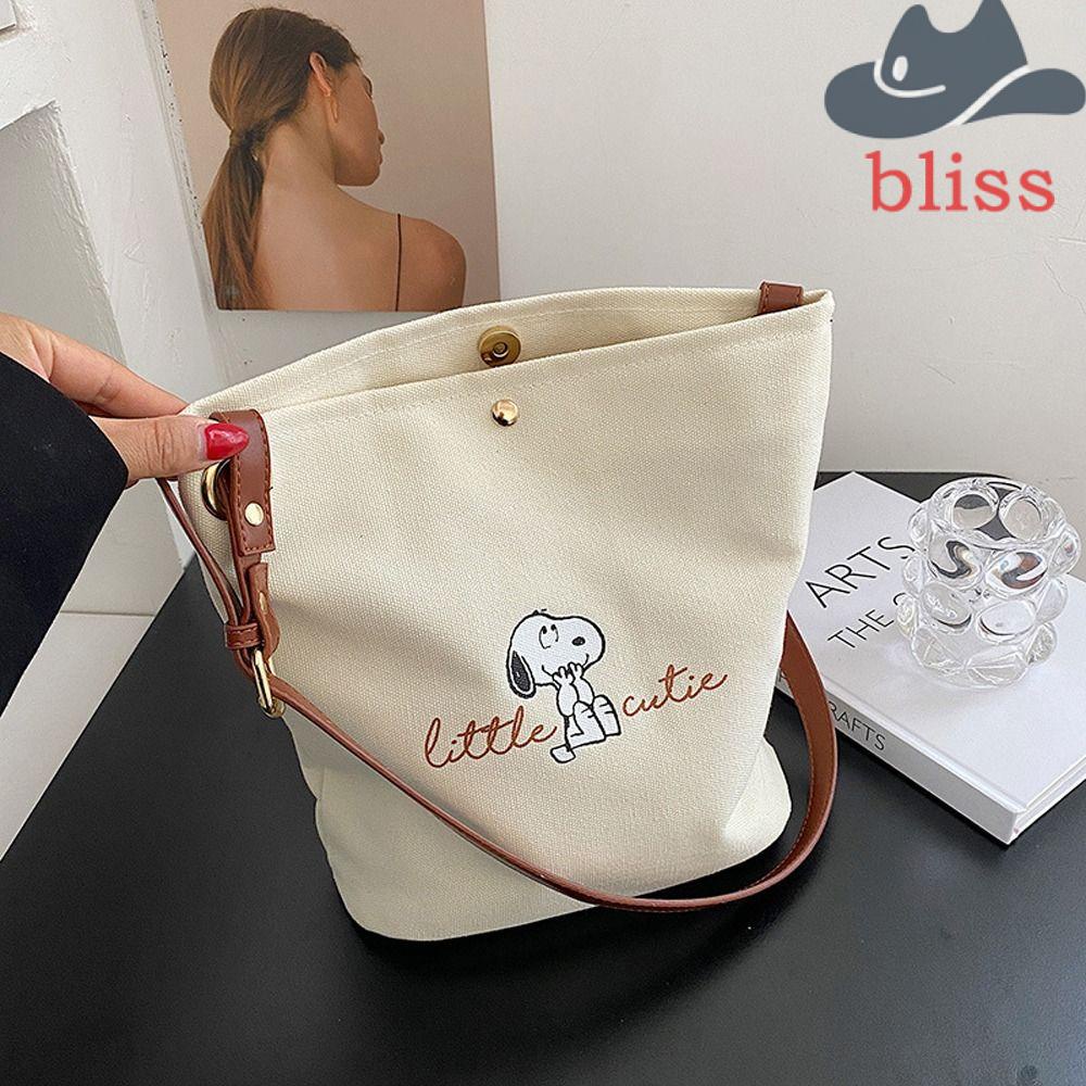 Túi Đeo Vai Vải Canvas In Hoạt Hình Snoopy Dễ Thương Cho Nữ