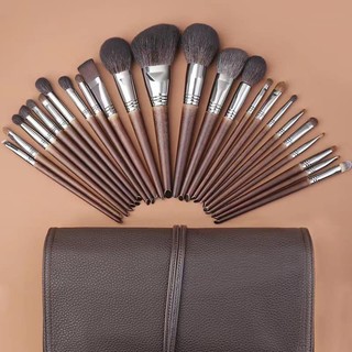 Bộ cọ lông thú cán gỗ 24 cây kèm bao da dành cho makeup chuyên nghiệp