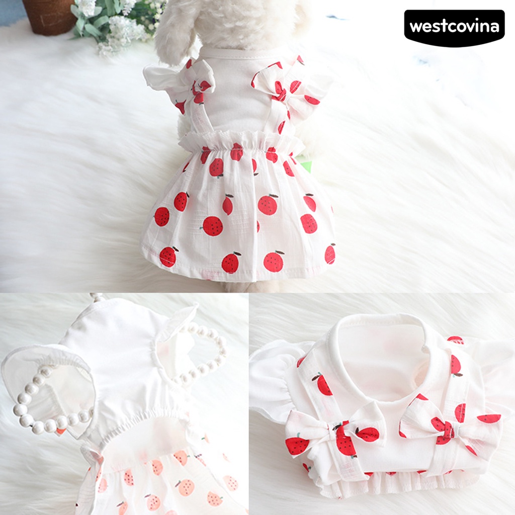 [COD]♞Đầm Không Tay In Họa Tiết Dâu Tây Tinh Tế Thời Trang Mùa Hè Cho Cún Cưng