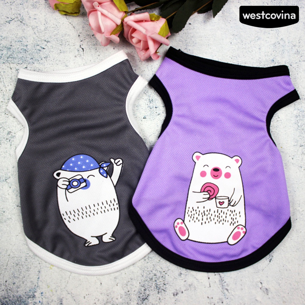 [COD]♞Áo Lưới Thoáng Khí In Họa Tiết Hoạt Hình Dành Cho Cún Cưng