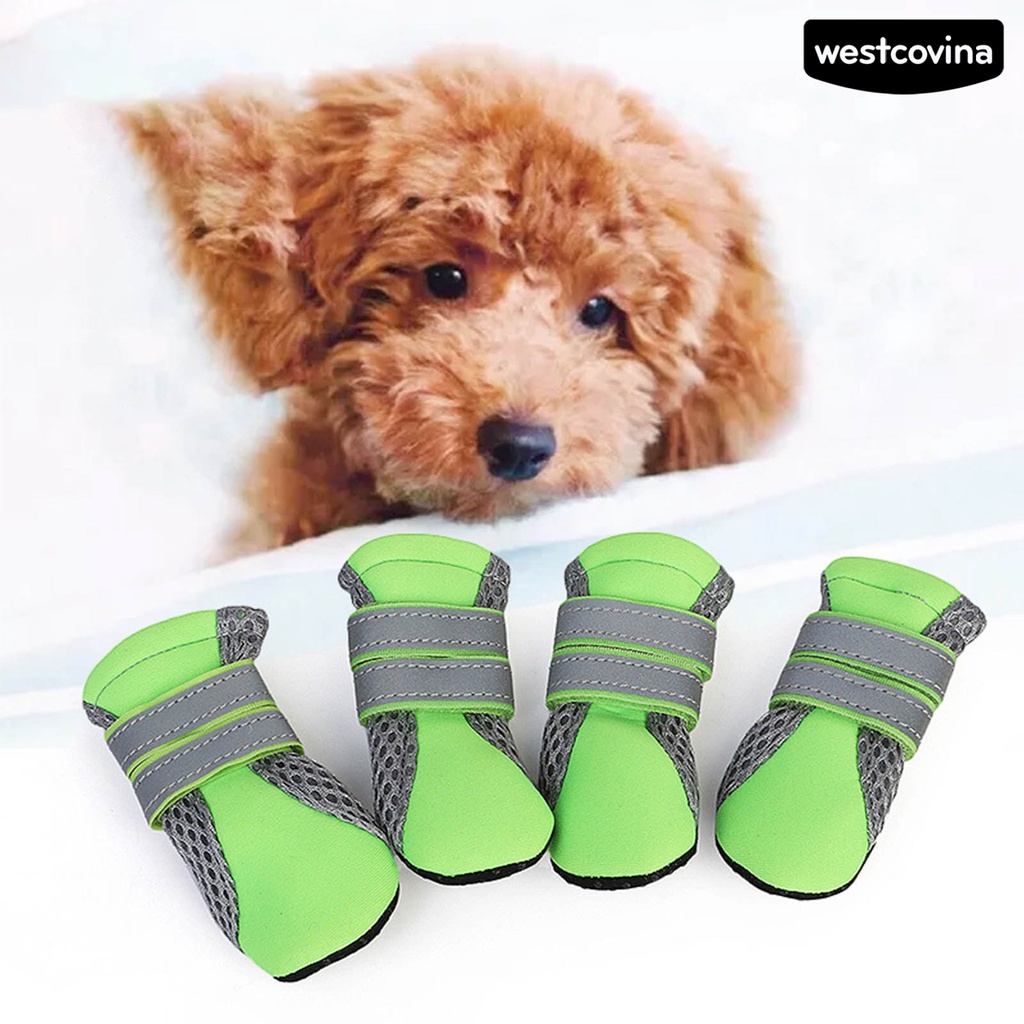 [COD]♞Set 4 Chiếc Giày Sneaker Lưới Chống Trượt Thoáng Khí Cho Thú Cưng
