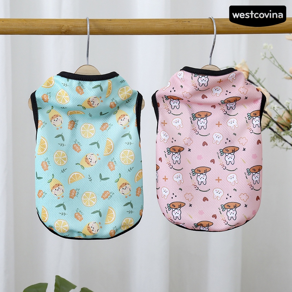 [COD]♞Áo Sát Nách Cổ Tròn Dáng Rộng Mềm Mại In Họa Tiết Cừu Hoạt Hình Thời Trang Mùa Hè Cho Thú Cưng