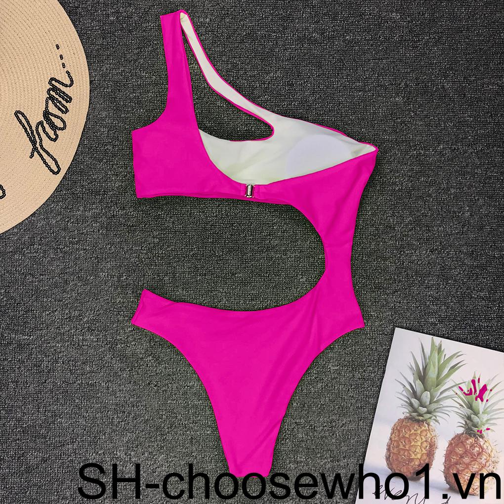 (runbu) Bộ Đồ Bơi Bằng Polyester Co Giãn Không Dây Màu Trơn Gợi Cảm Cho Nữ