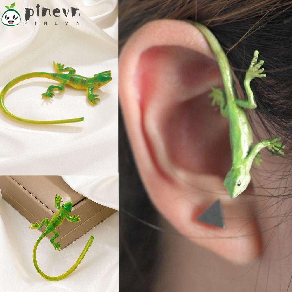PINEVN Khuyên Vành Tai Hình Thằn Lằn 3D Sáng Tạo Thời Trang Dự Tiệc Cho Nữ