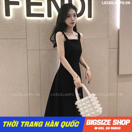 Đầm 2 dây dáng dài Bigsize Váy hai dây nữ Không tay cổ vuông mùa hè Phong cách Hàn Quốc Thời Trang đẹp