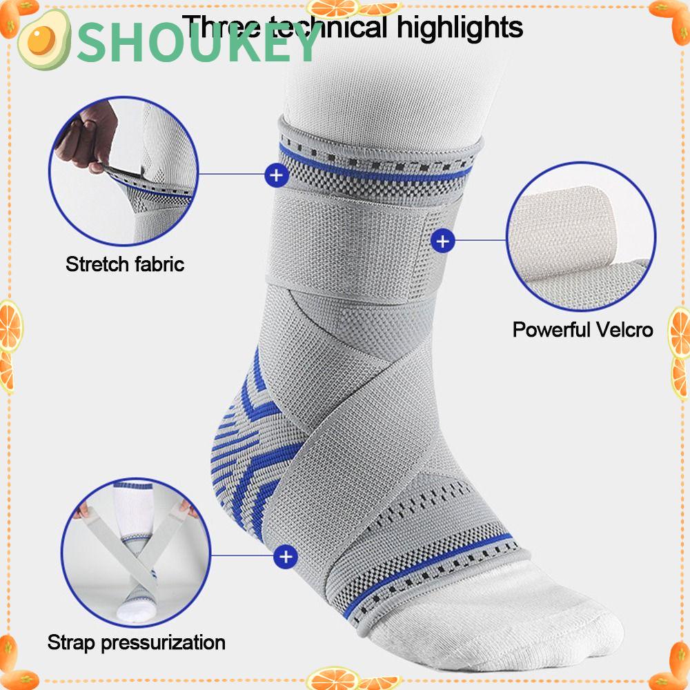 SHOUKEY Băng Quấn Bảo Vệ Mắt Cá Chân Bằng Nylon Dệt Kim Giảm Đau Khi Chơi Thể Thao