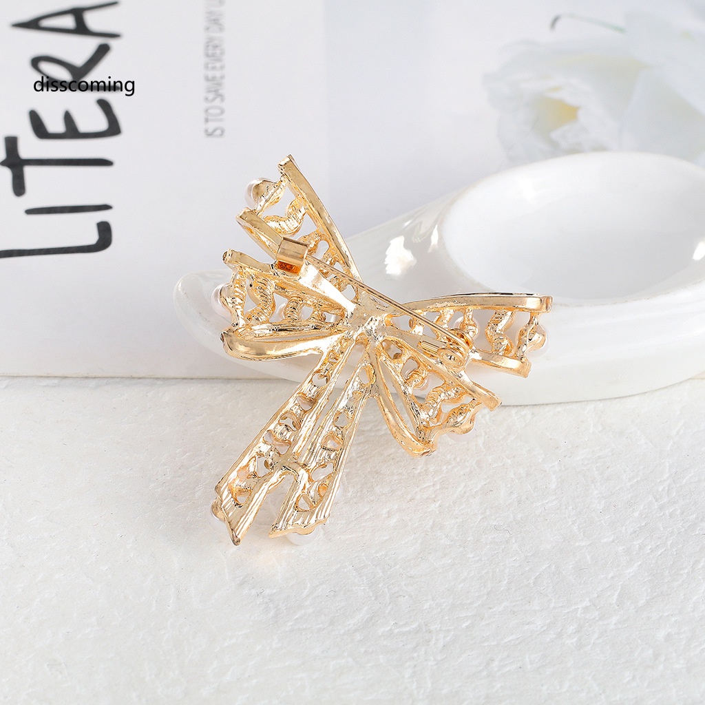 Sl| Ghim Cài Áo Hình Nơ Đính Ngọc Trai Thời Trang