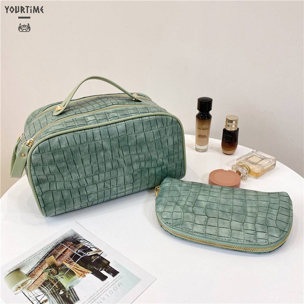 Set 2 Túi Đựng Mỹ Phẩm Bằng PU Sức Chứa Lớn Tiện Dụng Cho Nữ