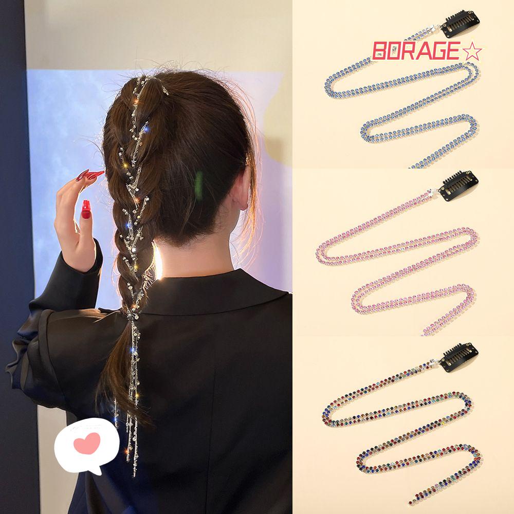 BORAG Băng Đô Bện Sợi Lấp Lánh Trang Trí Tóc Cho Cô Dâu