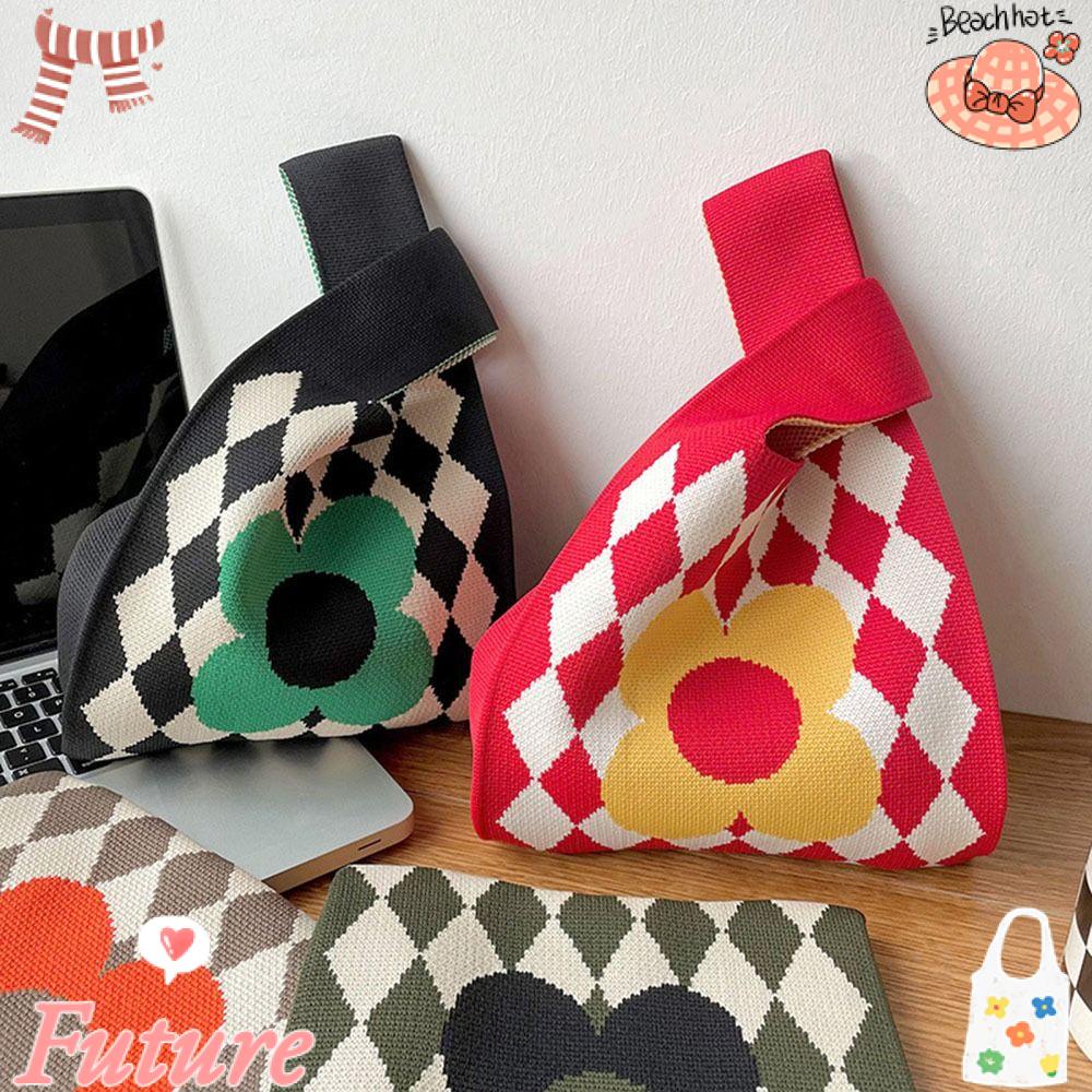 FUTURE Túi Xách Mua Sắm Đan Len Thiết Kế Thắt Nút Nhiều Màu Sắc Có Thể Tái