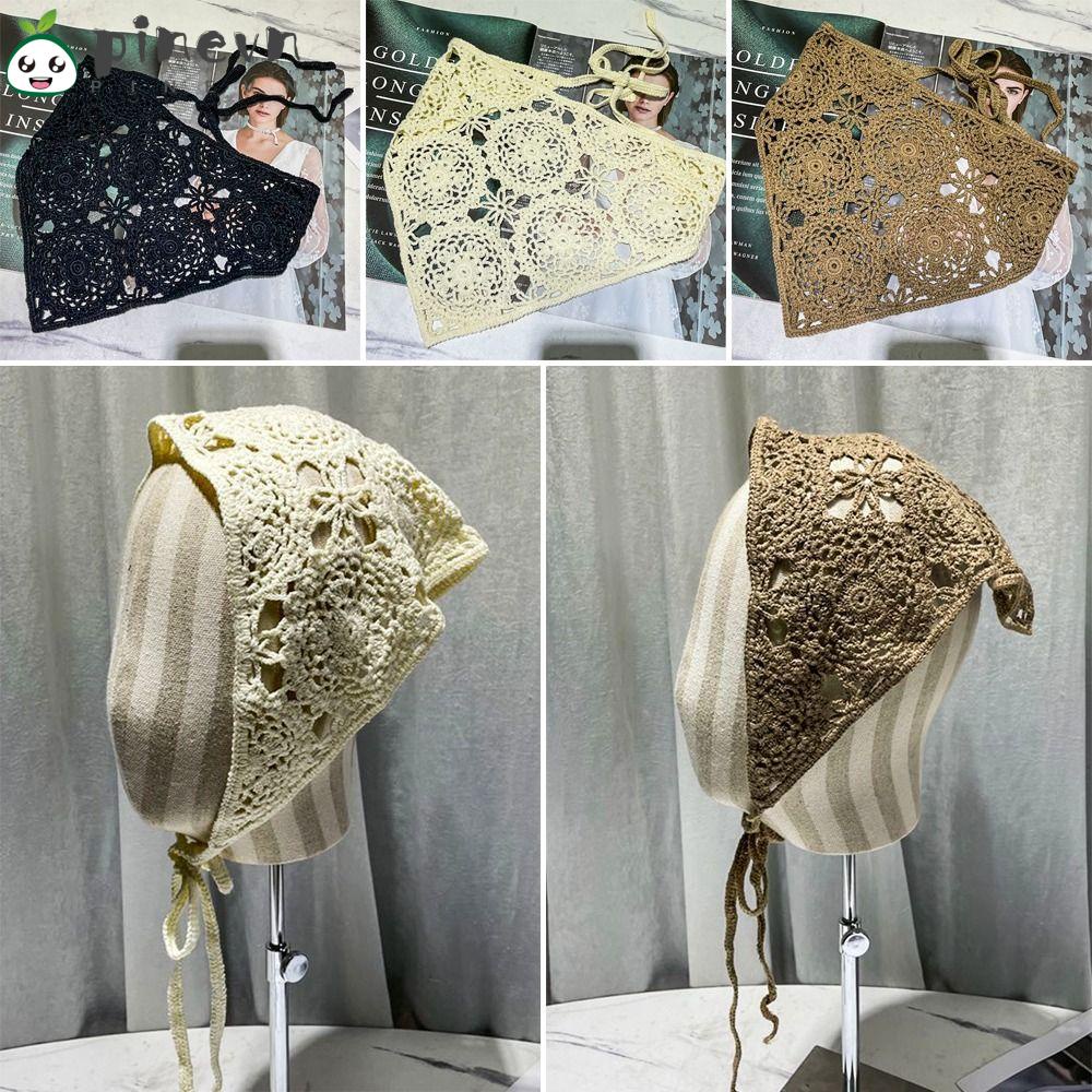 PINEVN Khăn Choàng Cổ Phối Ren Hình Tam Giác Phong Cách Vintage Thanh Lịch