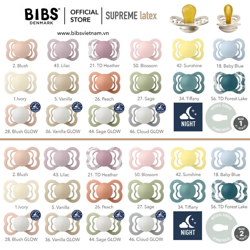 Ti Giả BIBS SUPREME Latex  núm dẹt/ núm vát chống hô/ chống vẩu