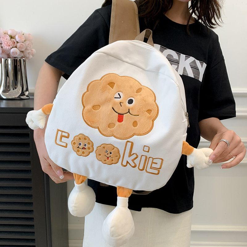 Balo Đi Học Vải Canvas Cỡ Lớn In Hình Bánh Burger Dễ Thương Thời Trang 2023 Cho Nữ