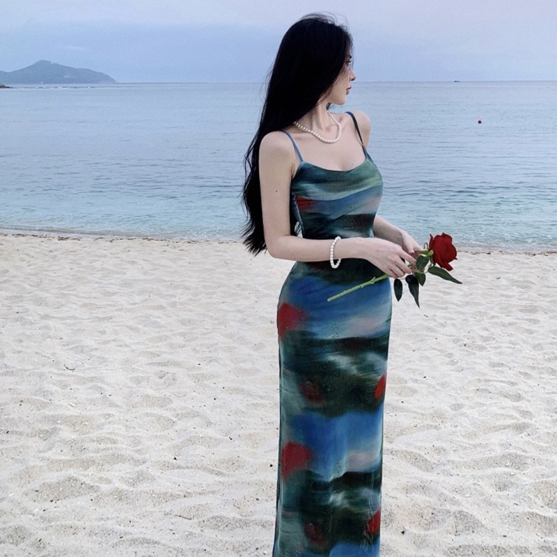 Áo Hai Dây Dáng Ôm In Họa Tiết Phong Cách retro Pháp Quyến Rũ Cho Nữ