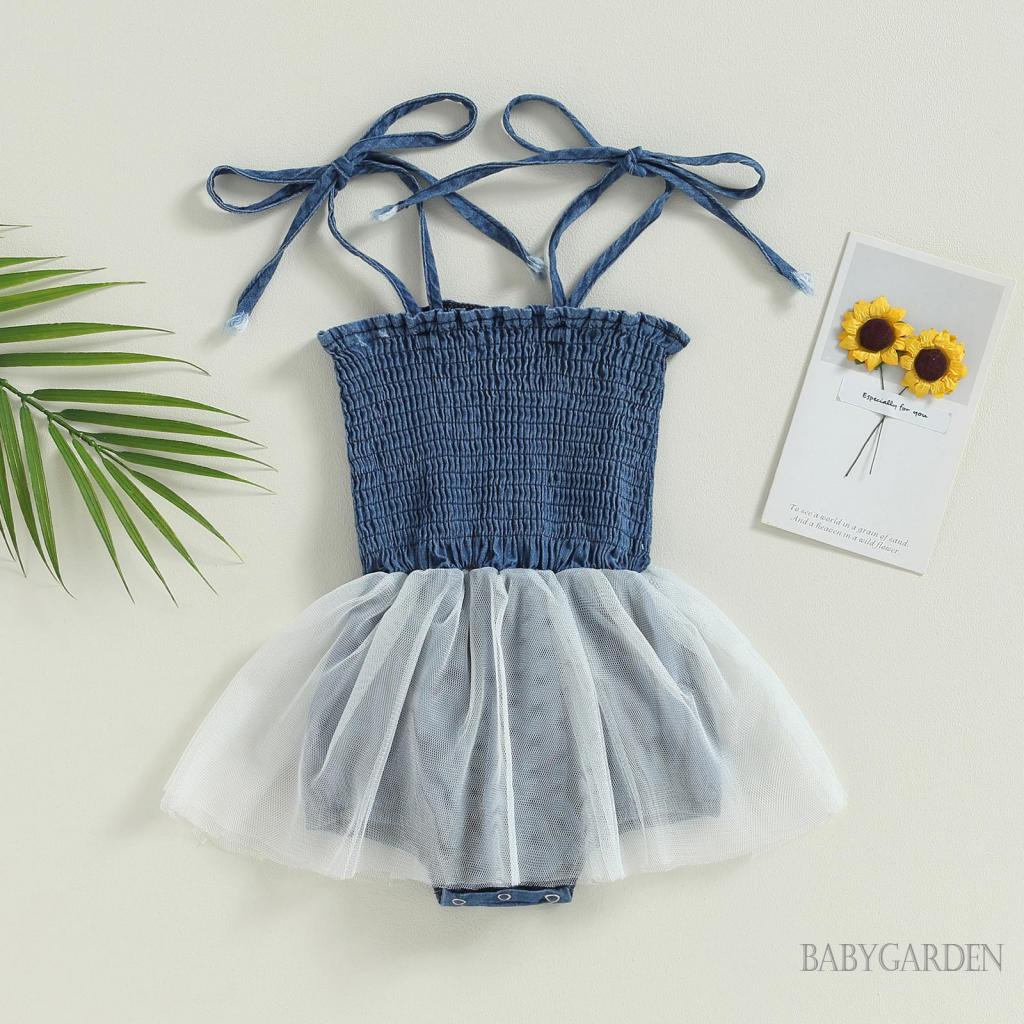 Bộ Áo Liền Quần Denim Không Tay Màu Sắc Thời Trang Mùa Hè Dành Cho Bé Gái 0-18 Tháng Tuổi