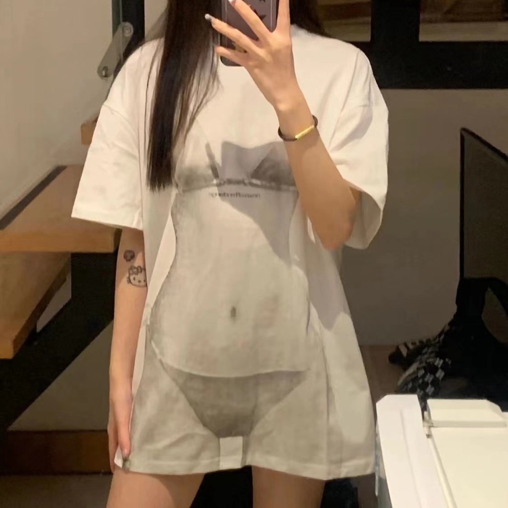 Áo Thun Nữ Tay Ngắn Dáng Rộng Phong Cách Đường Phố Mỹ Cá Tính