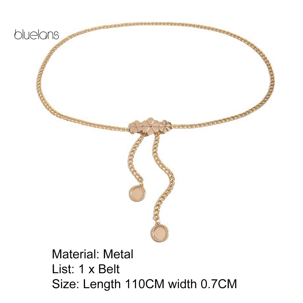 Thắt Lưng Dây Xích Mặt Tròn In Hoa Dễ Phối Đồ Thời Trang Cho Nữ