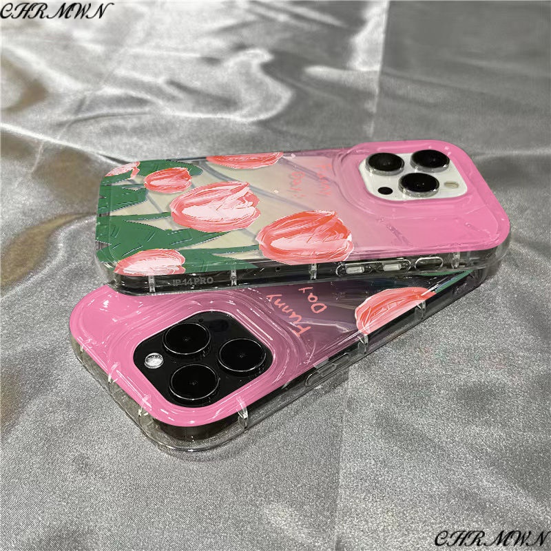 Ốp Điện Thoại Mềm Trong Suốt Họa Tiết Hoa Tulip Dễ Thương Cho Iphone 14Promax 13127 11 / 8Plus xr 9ZNG