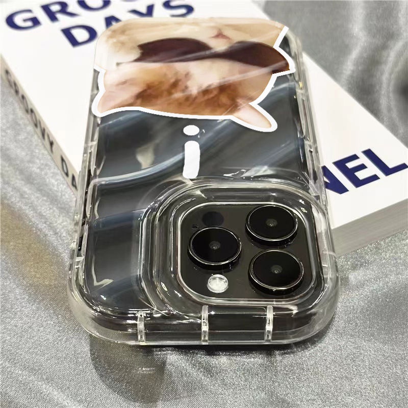 Plus Ốp Điện Thoại Mềm Trong Suốt Họa Tiết Mèo Đeo Kính Mát Có Khóa Kéo Cho iPhone14promax11 / xr 71312 8