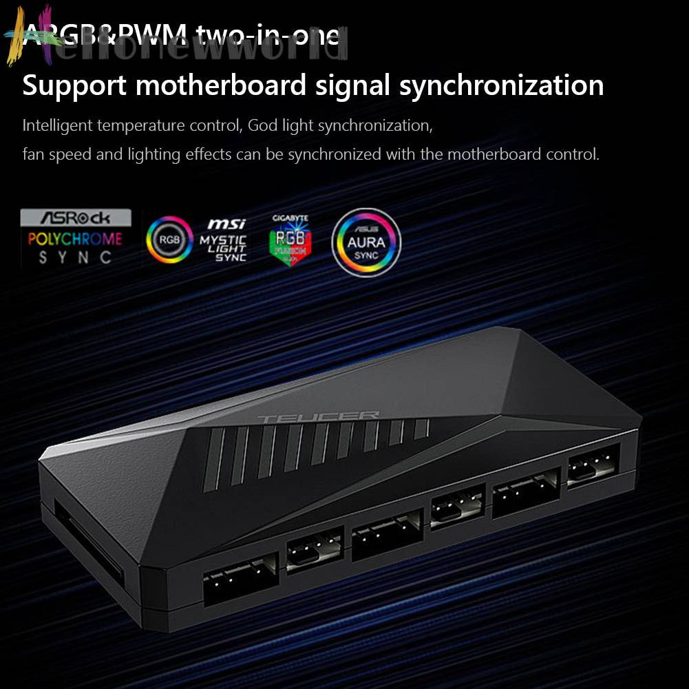 Bộ Chia 6 Cổng Quạt 12V 4PIN PWM 2 Trong 1 Ốp