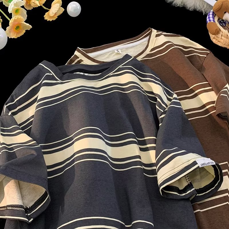 Áo Sơ Mi Sọc Màu Tương Phản Dáng Rộng Phong Cách Mới Mùa Hè