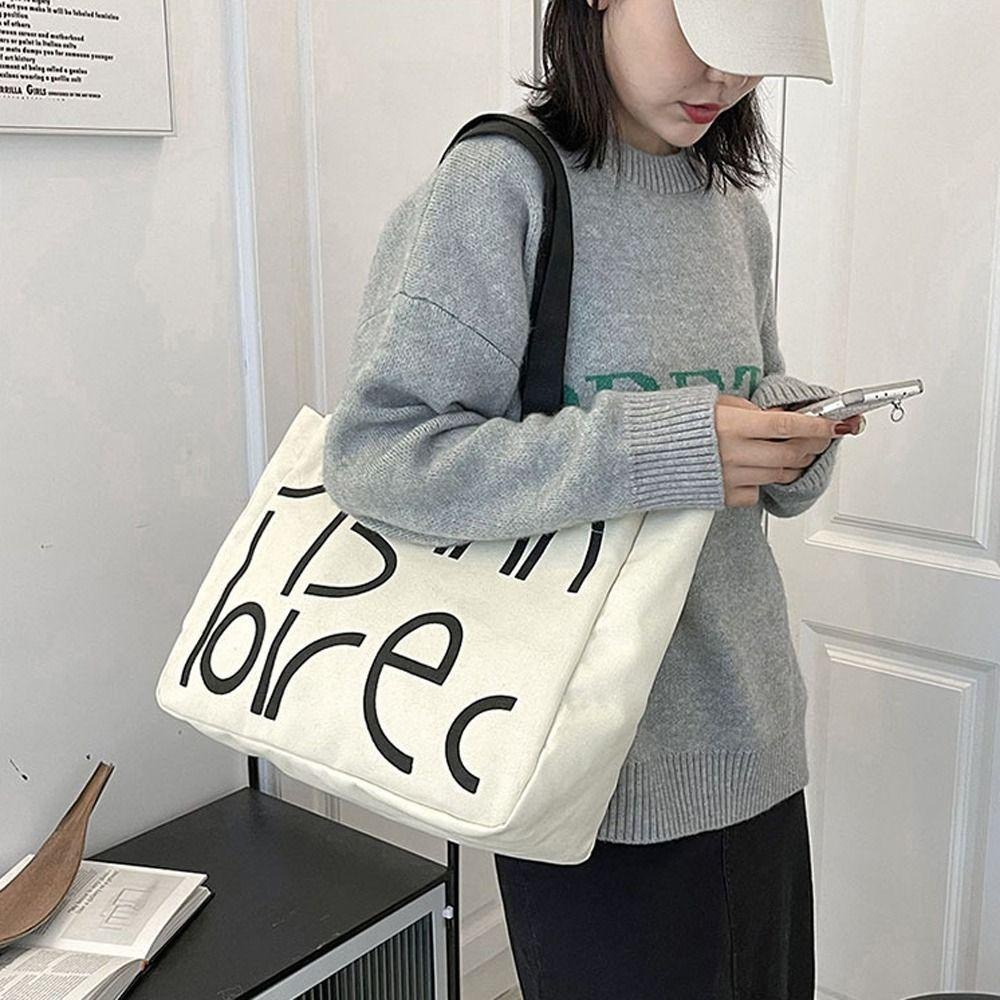 MIQUEL Túi Xách Canvas Cỡ Lớn In Chữ Thời Trang Cho Nữ