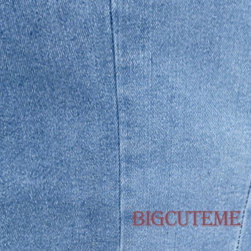 Áo Denim Sát Nách Màu Sắc Tương Phản Đính Đinh Tán Thời Trang Mùa Hè Cho Nữ