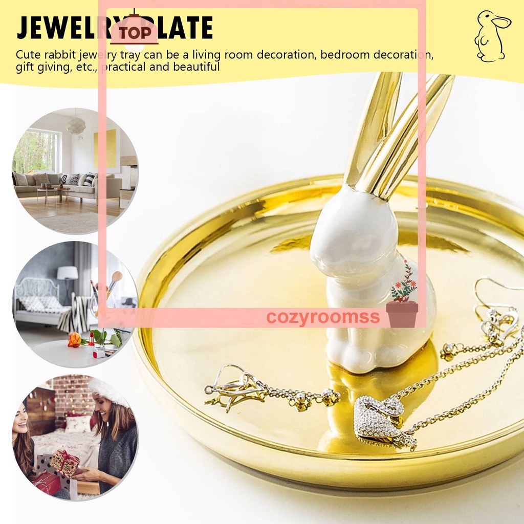Giá Đỡ Trưng Bày Nhẫn Hình Thỏ Bằng Gốm Trang Trí Tiệc Cưới