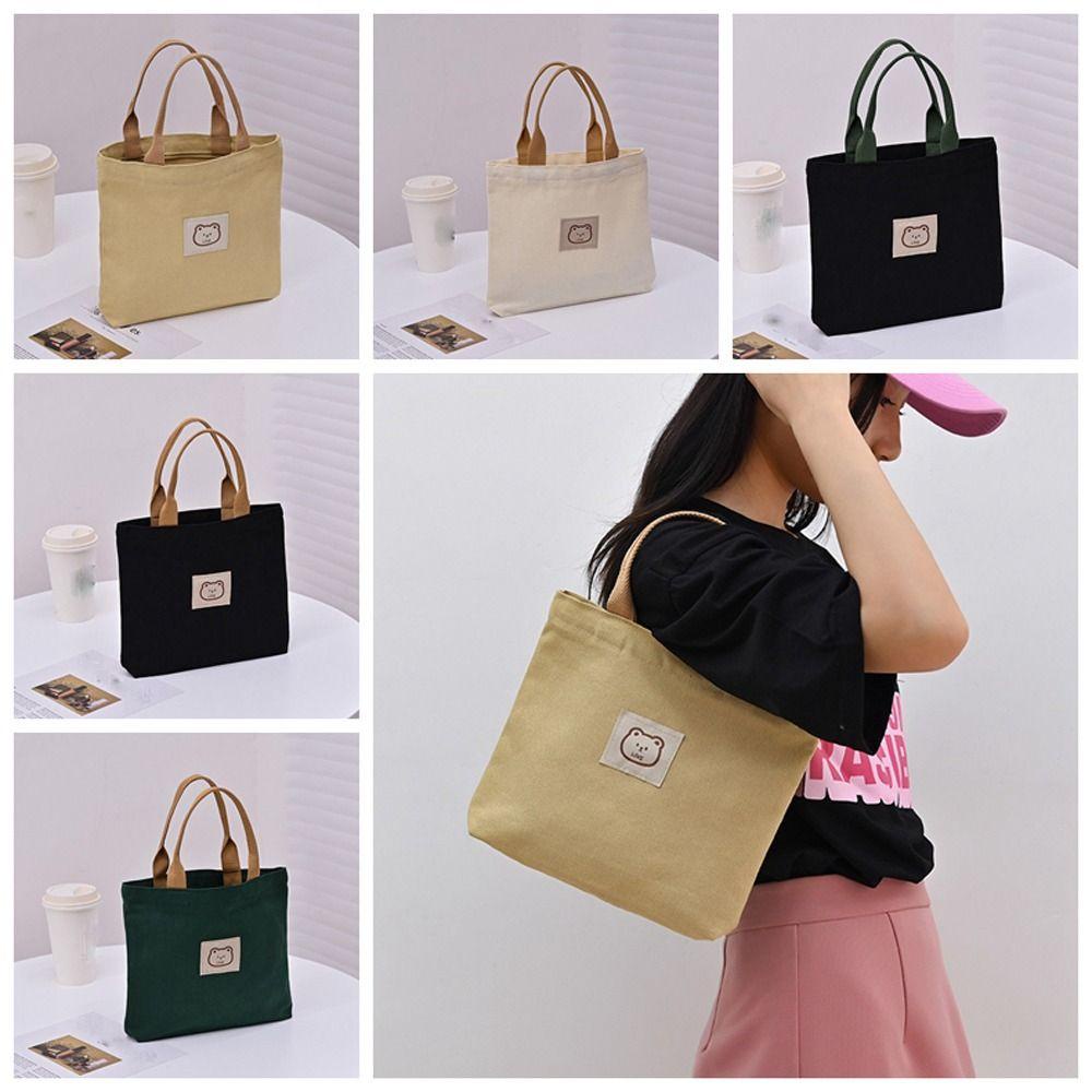 Túi Xách Vải Canvas Cỡ Lớn In Họa Tiết Hoạt Hình Gấu Dễ Thương Cho Nữ