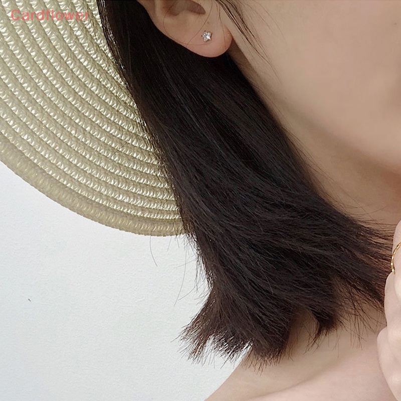 Khuyên Tai Bạc 925 Đính Đá Zircon Hình Ngôi Sao Nhỏ Mới