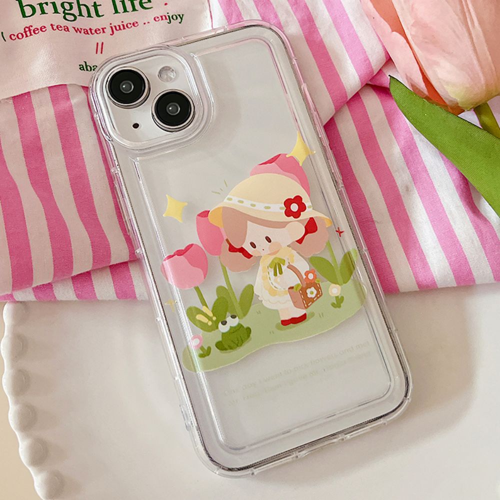Ốp Điện Thoại TPU Mềm Trong Suốt Chống Sốc In Hình Cô Gái Dễ Thương Cho IPhone 14 13 12 11 Pro Max X XR 8 7 Plus