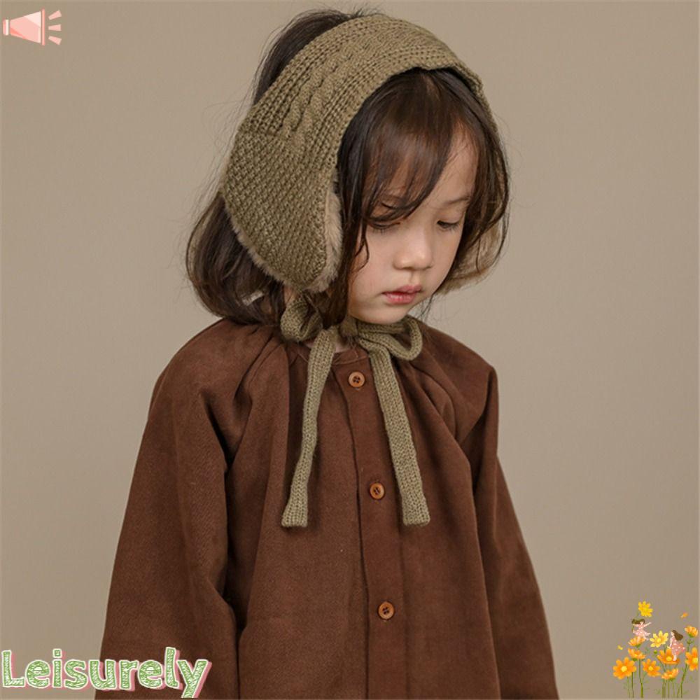 LEILY Chụp Tai Chất Liệu Dệt Kim Dày Dặn Ấm Áp Thời Trang