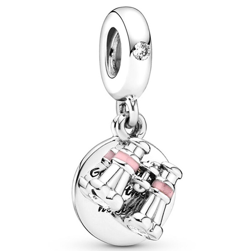 Hạt Charm Hình Trái Tim Màu Hồng Đính Đá Pandora Thời Trang Cho Nữ