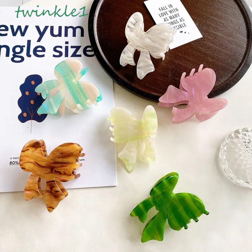 Kẹp Tóc Càng Cua Đính Nơ Acetic Axit Trung Bình Đơn Giản Lấp Lánh Cho Nữ