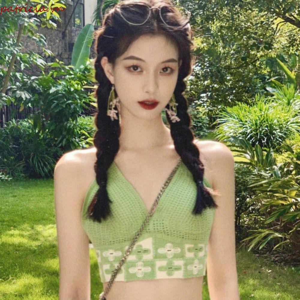 PATRICIA Áo Lửng Hai Dây Họa Tiết Hoa Thời Trang Quyến Rũ Dành Cho Nữ
