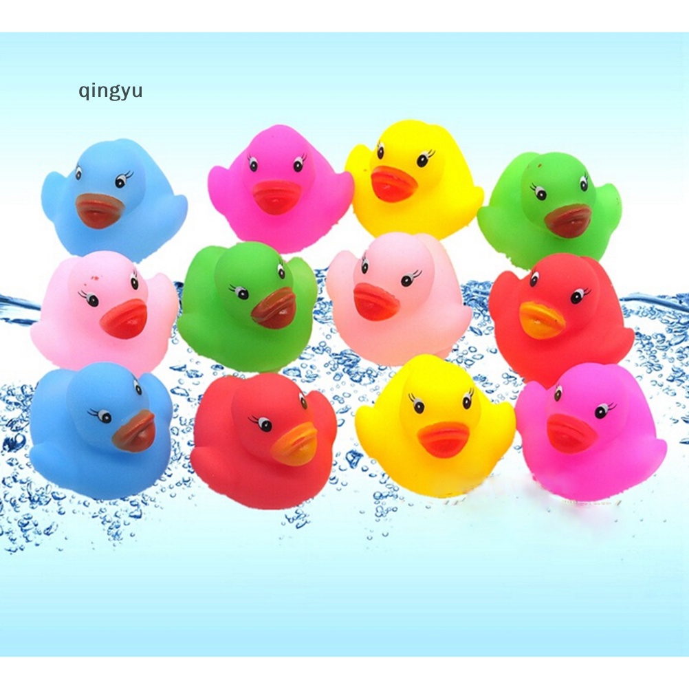 Bộ 12 Vịt Cao Su Đồ Chơi Nhiều Màu Dễ Thương Cho Bé Khi Tắm